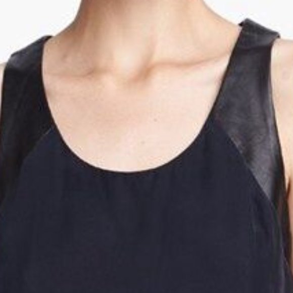 Rag & Bone Leather SILK Tank Top Tunic Black NEW - Picture 3 of 16